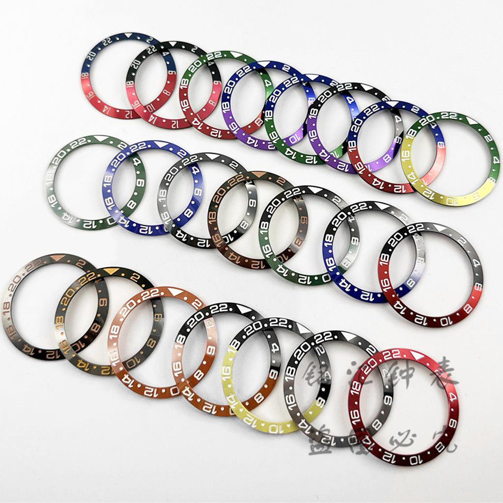 Superior GMT 38MM Sloping Diving Aluminum GMT Watch Insert Watch Replace Watch Bezel Inserts Ring NH35 NH36 NH34 Watch Part