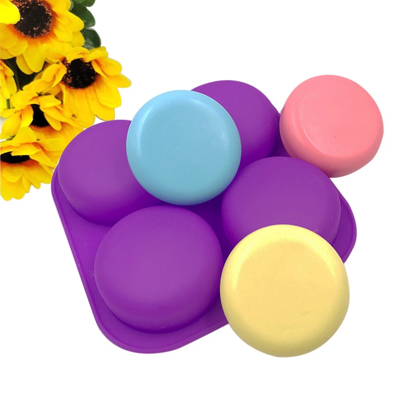 4/6 Cavity Reusable Soap Molds Tray Silicone Round Circles Soap Molds DIY Handmade Craft Cake Decorating Tools