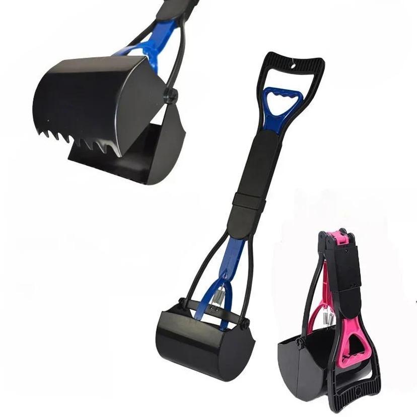 Long Handle Foldable Pet Pooper Scooper Easy Pick Up Animal Feces Picker Pet Outdoor Cleaning Tools