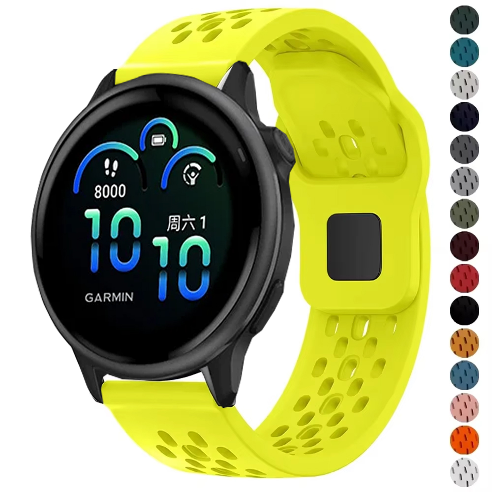 18mm 22mm 20mm Silicone Strap For Active 6 5/Vivoactive 6 5 Breathable Sport Band Correa Forerunner 55 645 245 165