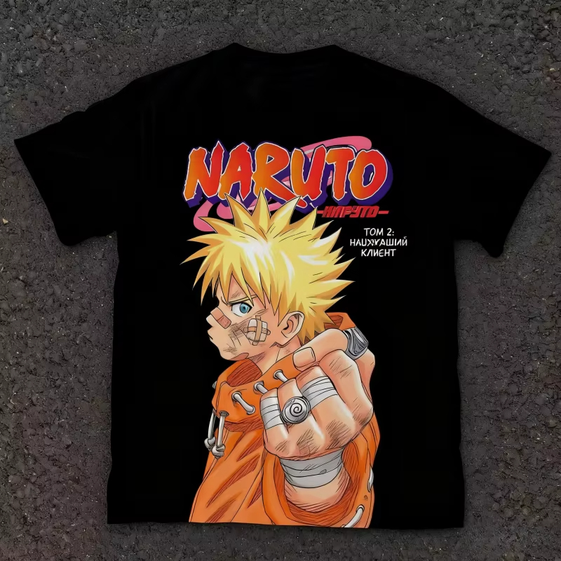 2026 Washed Retro Anime Naruto Pattern T-shirt - Men's and Women's Style Casual Streetwear Pure Cotton T-shirt