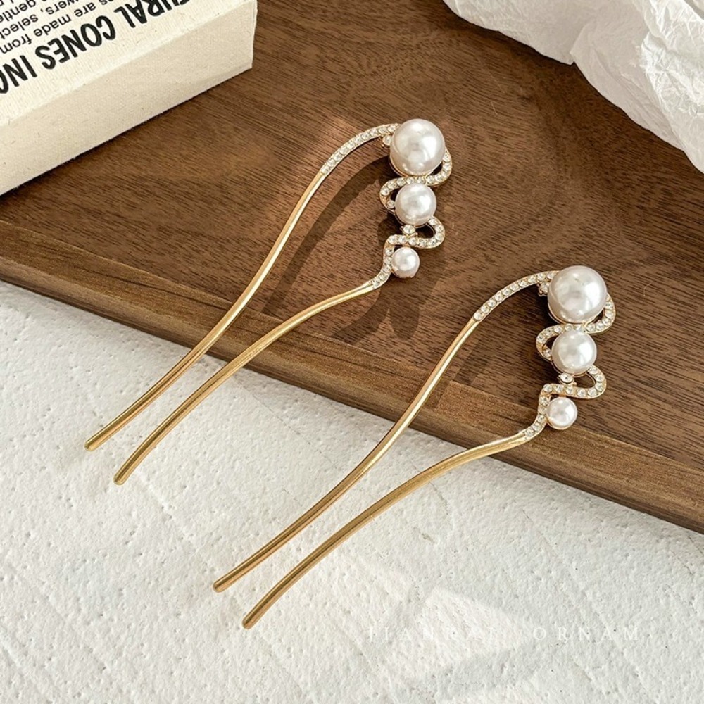 1pc New Fashion Simple Crystal Lotus Metal Hair Stick Elegant Ladies Ponytail Hairpin Fashion Headdress Hair Accessories