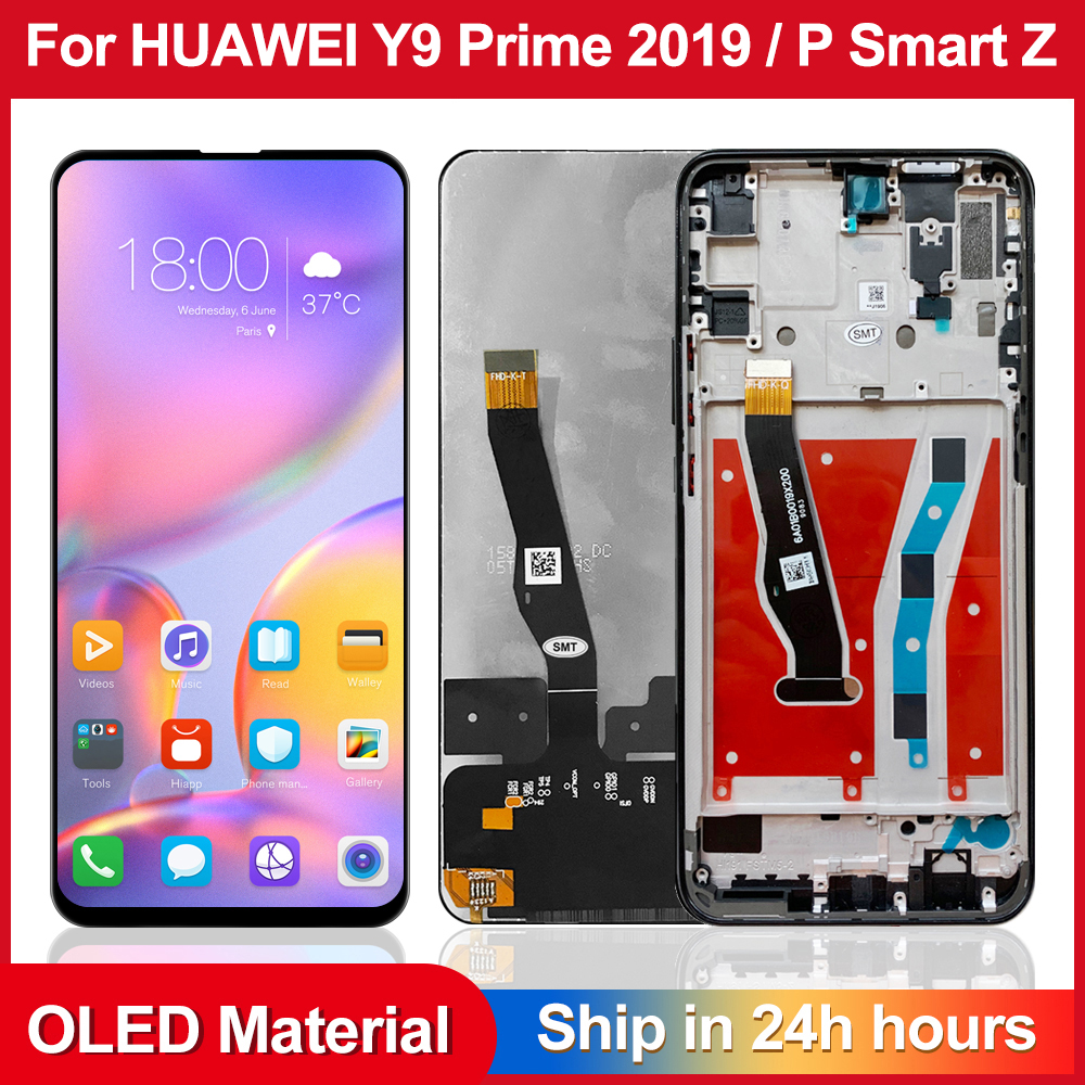 AMOLED For Y9 Prime 2019 STK-L21 L22 LX3 Display Touch Screen Digitizer Assembly For P Smart Z STK-LX1 LCD Replace