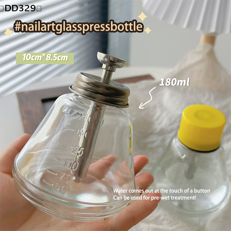 180ML Glass Nail Art Pump Dispenser Cleaner Bottle Liquid Bottle Phone Screen Repair Remover Cleaner Bottle 〔DD329〕