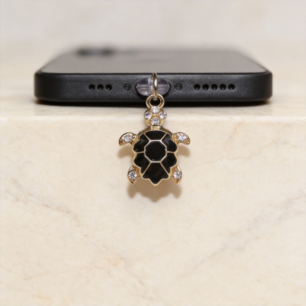Mobile Phone Dust Plug Pendant Cute Little Turtle Beautiful Rhinestone Crystal Accessory Decoration For Iphone Type-c Port