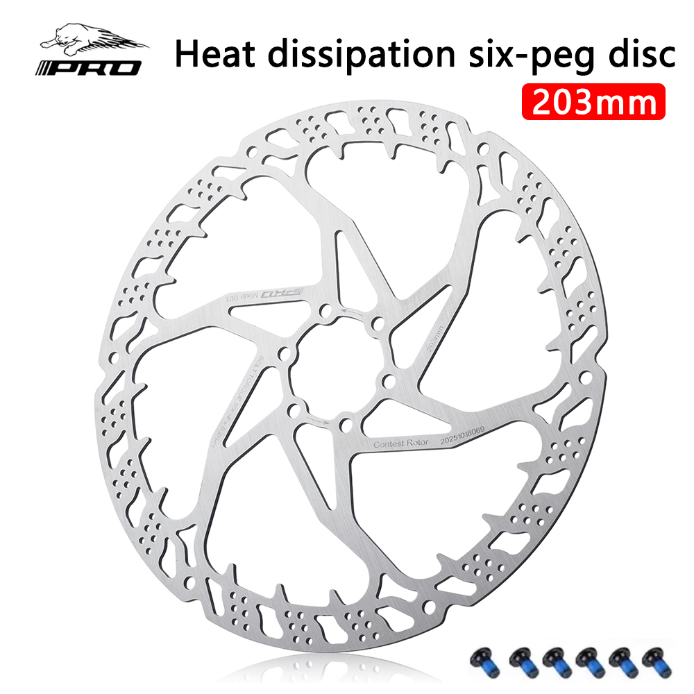 IIIPRO 203MM Rotor 6 Bolts Brake Disc Floating with Screws for HD, AM, E-bike,Electric Gravel ,Street Climbing Bikes New