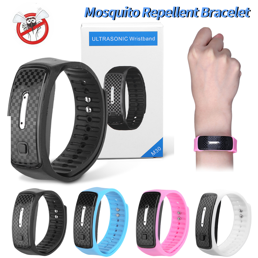 Ultrasonic Mosquito Repellent Watch Portable Bracelet Outdoor Mosquito Repellent White