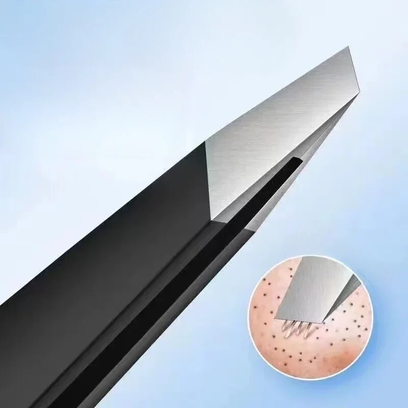 Stainless Steel Black Eyebrow Tweezer with Slant and Flat Point Beauty Tools for Eyelash Tweezer & Ingrown Hair Removal dr. eyemo