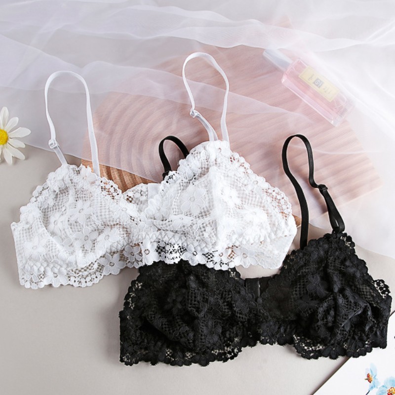 Wireless Bralette for Women Lace Push Up Bra Solid Color Transparent Lingerie No Pads Underwear Non-wire Intimates