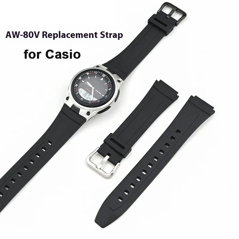 18mm Resin Strap for AW-80 AW-82 Electronic Watch Band Men Women Black Convex Waterproof Sport Bracelet Accessories