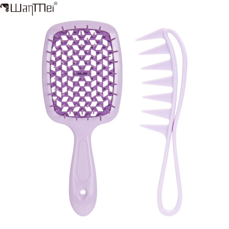 2PCS Professional Hair Comb Set Air Cushion Scalp Massage Shampoo Brush & Wide Teeth Detangling Comb Salon Hairdressing Tools