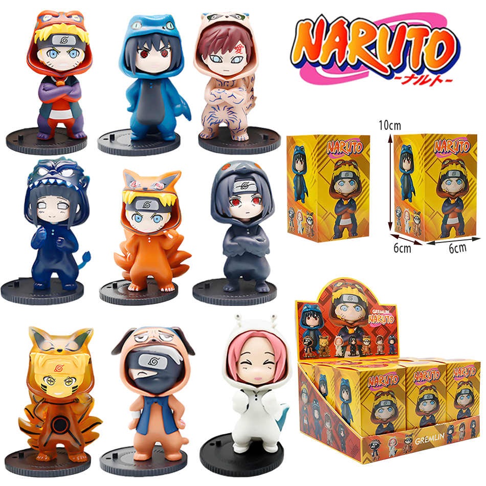 1-9Pcs Naruto Blind Box Anime Model Ornament Anime Uchiha Sasuke Sakura Cosplay Action Figurine Model Toys Decorations