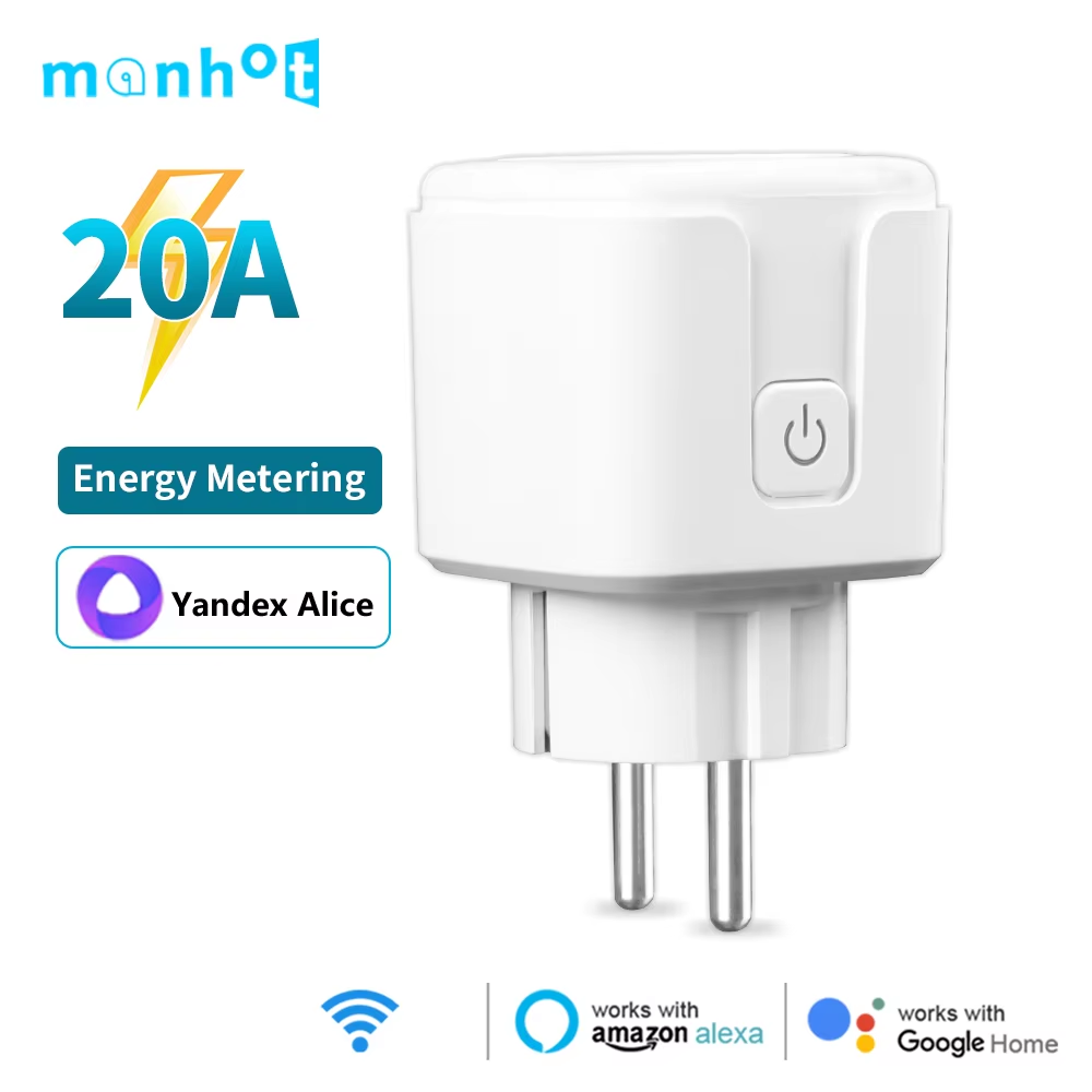 Tuya Smart Socket WiFi Remote Control EU Plug with Energy Monitoring 16A/20A Voice Control /Alexa Timed
