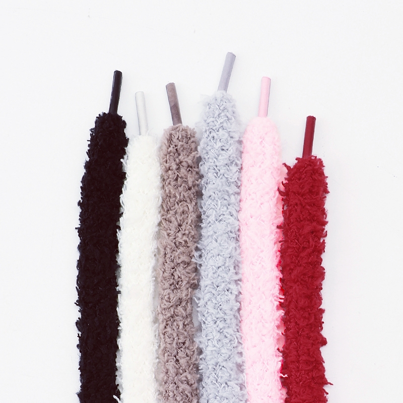 1CM Wide round Plush Shoelaces for Sneakers Flat Shoes Casual 80/100/120/140/160cm Length 1 Pair