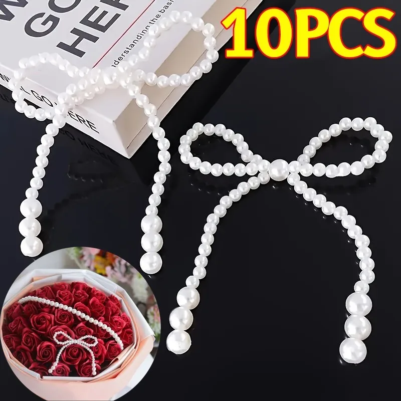10/1PCS Imitation Pearls Bow Romantic Barrette Headdress DIY Flower Cake Pearl Bow Decor Home Party Wedding Decorating Ornament