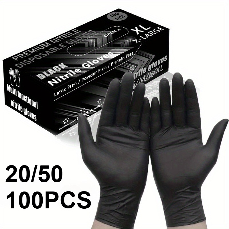 20/50/100PCS Black Nitrile Gloves Household Cleaning Nitrile Gloves Waterproof Car Industry Pet Care Kitchen Disposible Tools