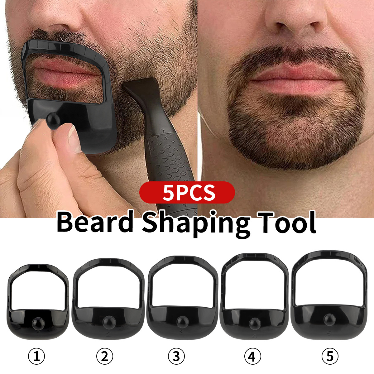 5 Sizes of Beard Goatee Shaving Template Beard Shaping Tool Trimming Supplies for Men Shave Goatee Symmetric Beard Trim Template