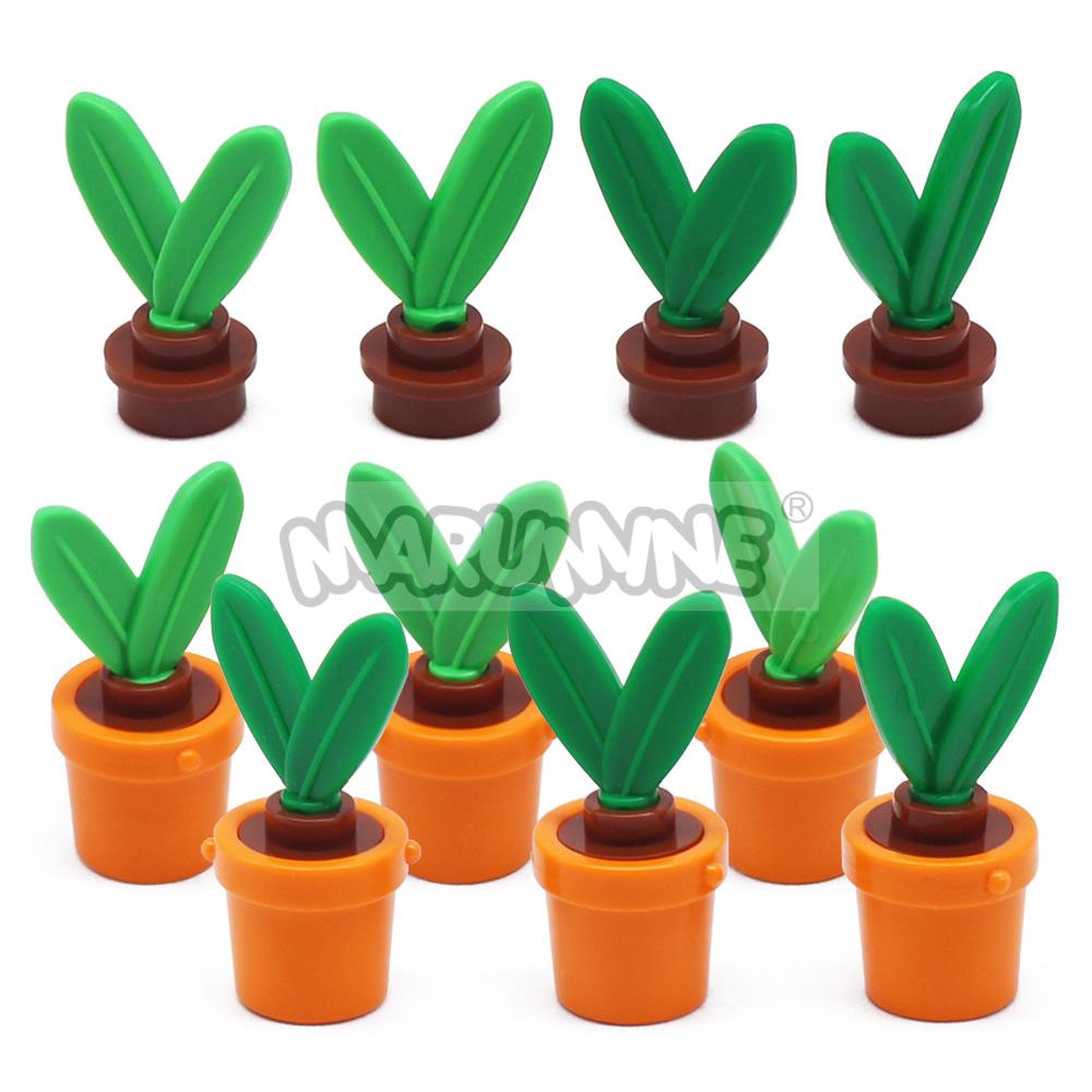 MARUMINE MOC Building Blocks Potted Plant 50Set DIY Garden Jungle Brick Parts Accessories Leaf Grass Compatible with 30126 95343