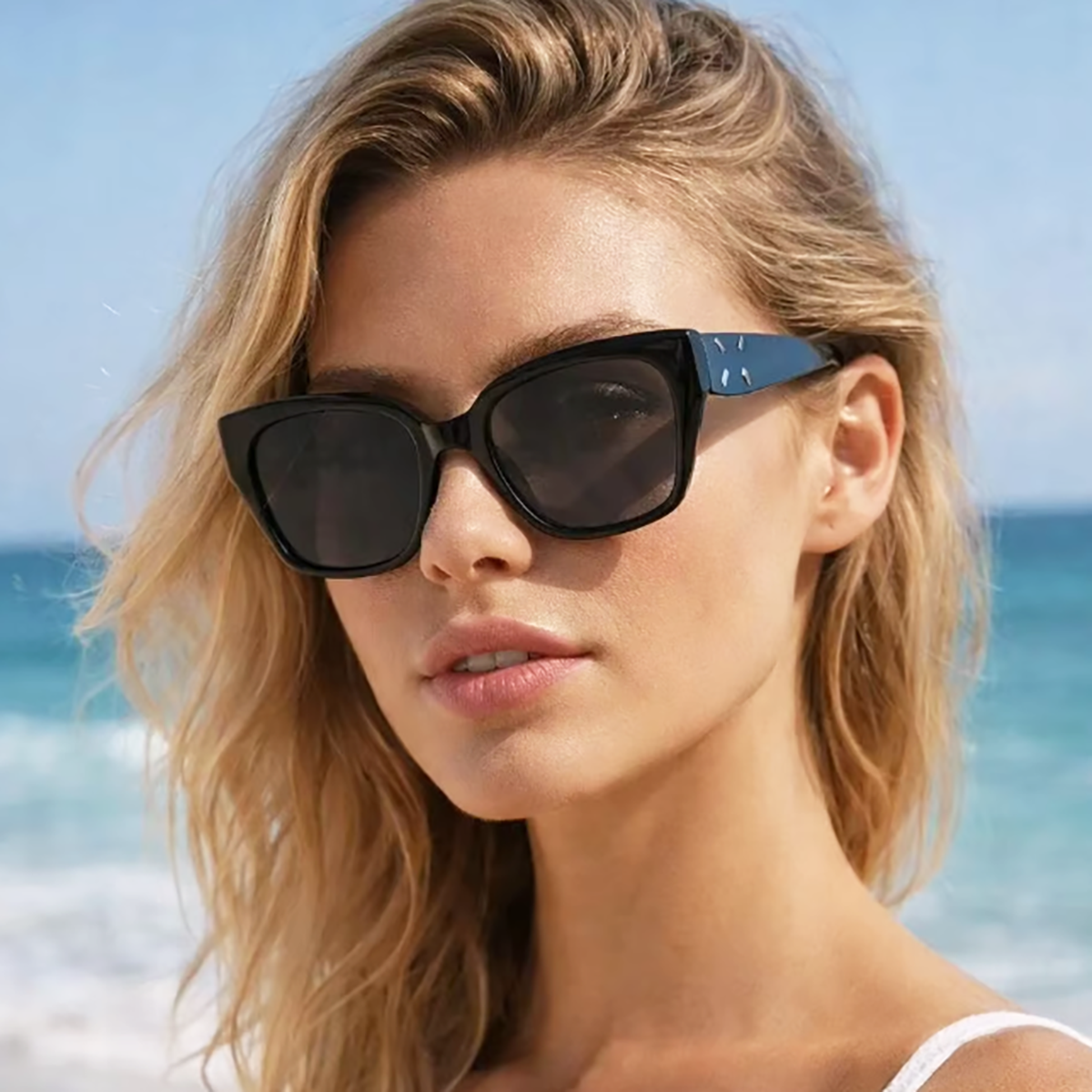 1pc Trendy Square Sunglasses for Women PC Frame with Decorative Rivet UV Protection Shades Ideal for Street Style Daily Wear