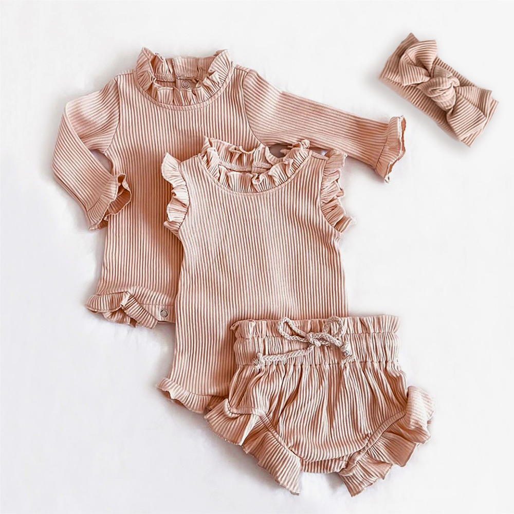 2Pcs Baby Girl Clothing Sets Spring Summer Linen Cotton Infant Baby Girl Outfits Blouse + Bottom Shorts
