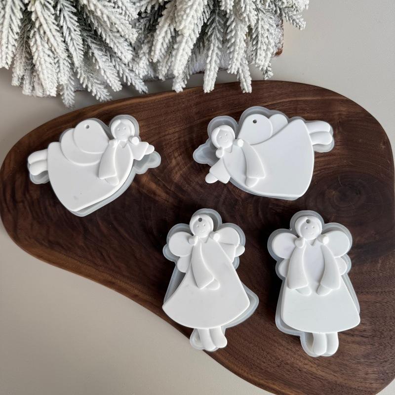 New Sale 1Pcs Christmas Tree Hanging Ornament Plaster Concrete Resin Mould DIY Angel Love Girl Silicone Mold Girl Craft Supplies