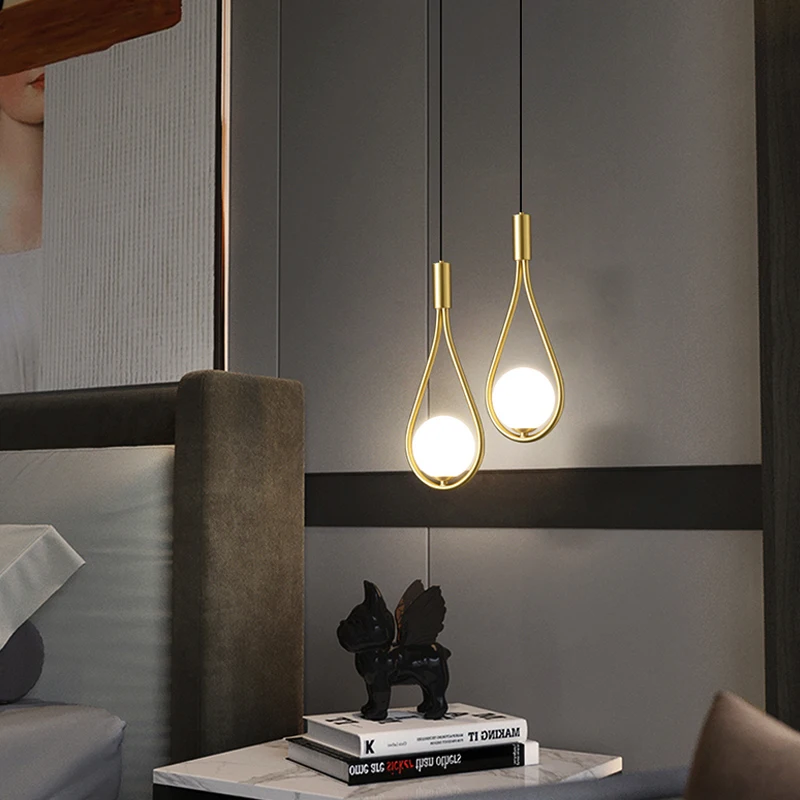 Copper Indoor LED Pendant Lamps with 7w G9 Light Bulb for Bedroom LED Chandelier Lights Fixtures Hanging Lighting for Corridor