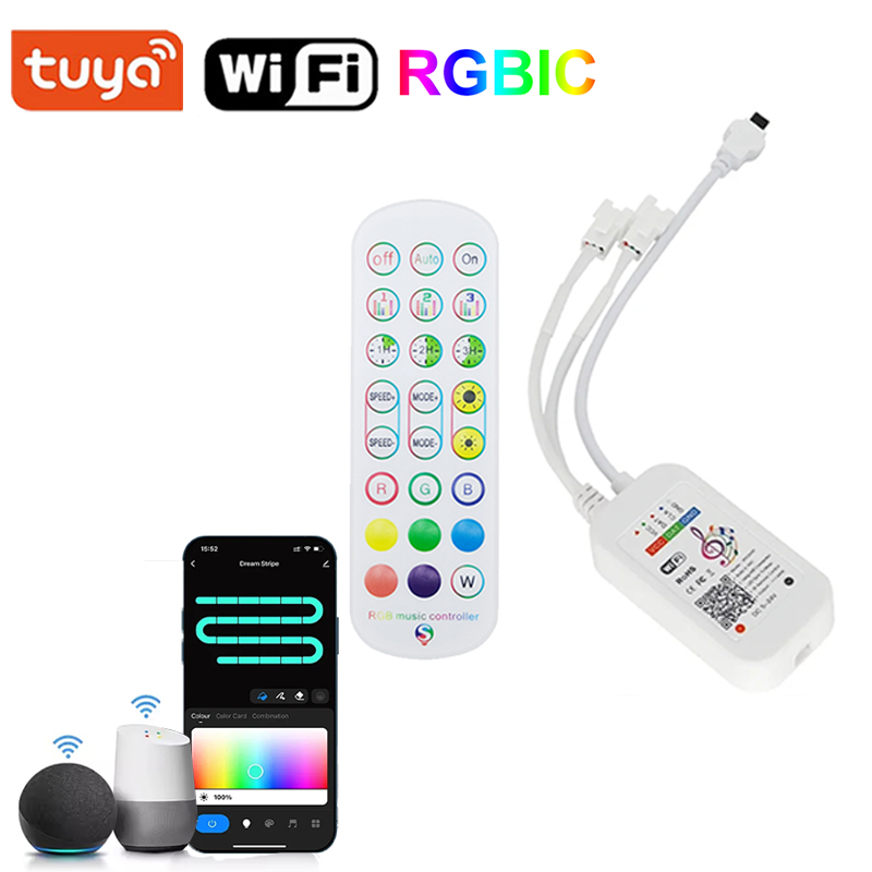Tuya Wifi Smart Controler 12V 4 Pin Bluetooth RGB Led Controller Voice Sensor RGB Led Lights Controller Alexa Home