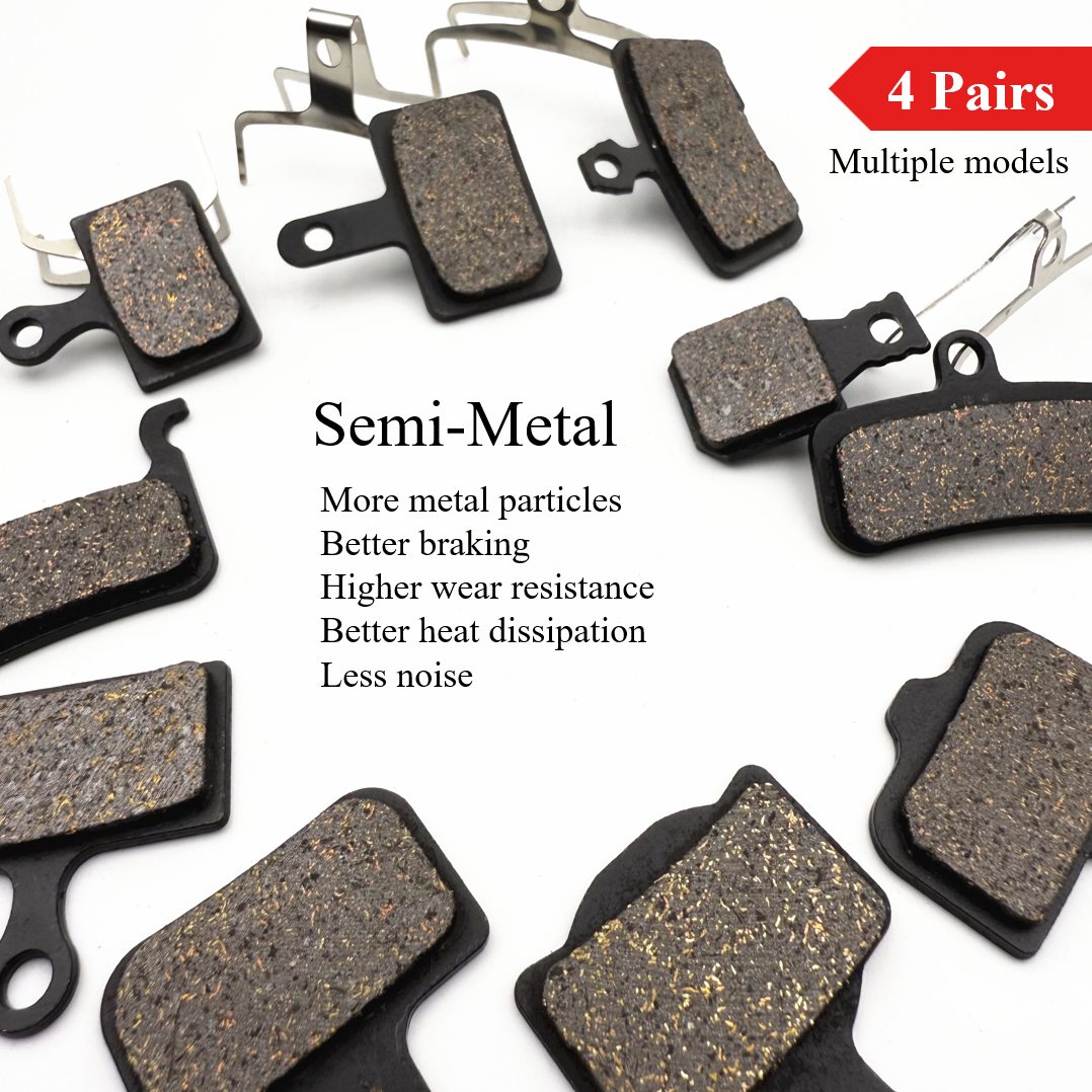 4Pairs Semi-Metal Disc Brake Pads for E-Scooters Mountain & Road Bike for Shimano B01S Deore Sram Level Code Guide Magura