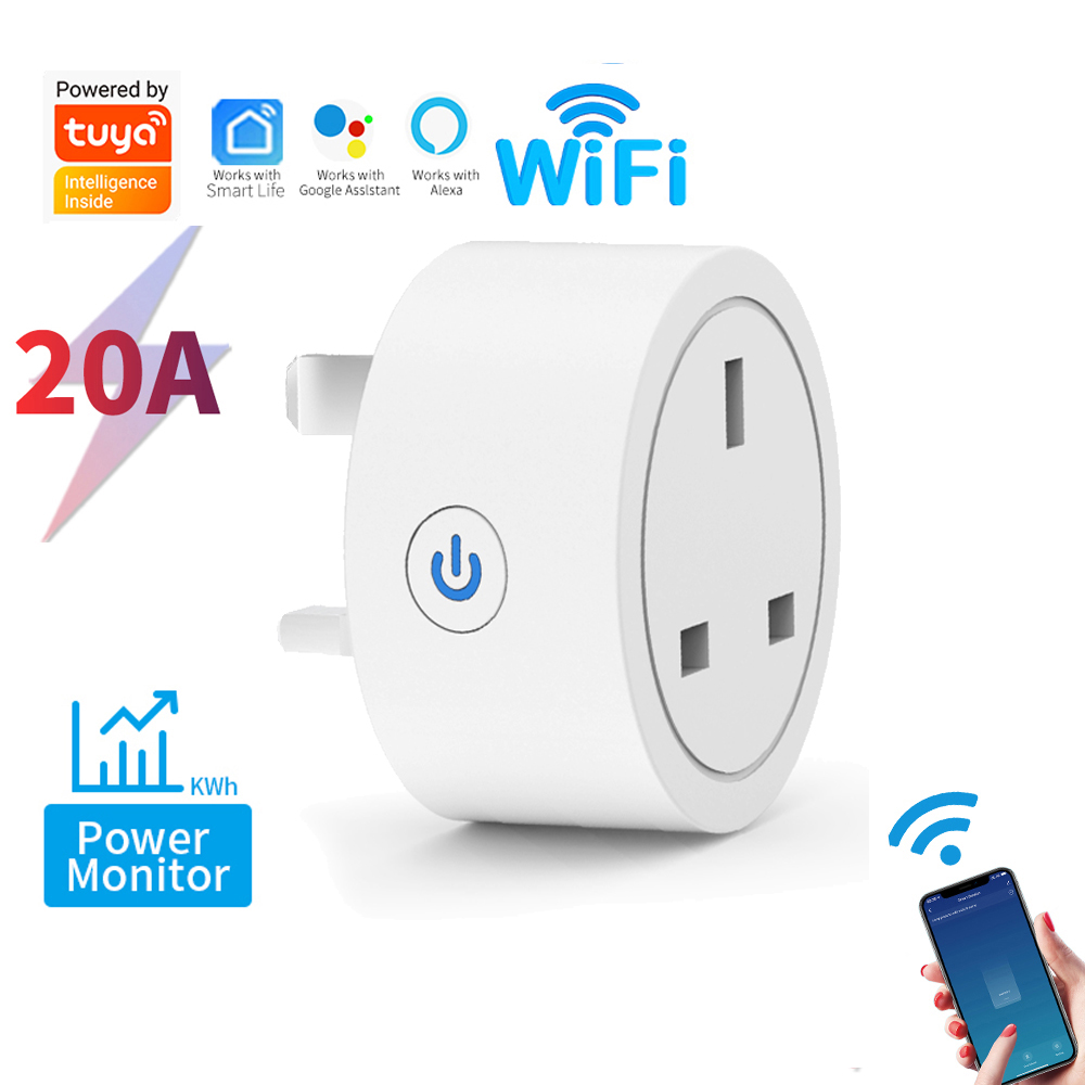 Tuya Smart Plug UK, WiFi Zigbee Socket Works with Alexa Home, 16A 20A Energy Monitoring Timer , No Hub Required for WiFi