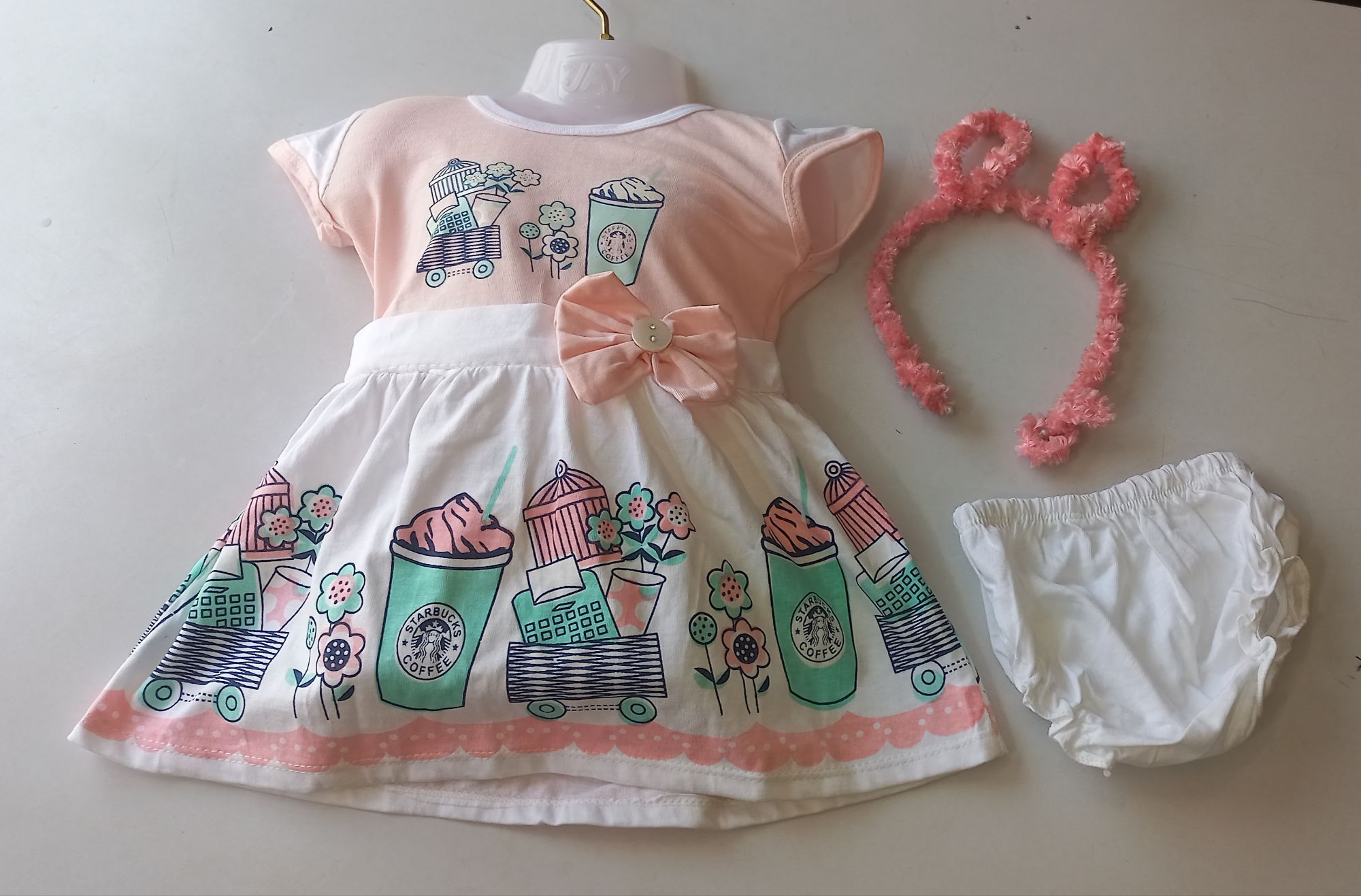 Pure Cotton Little Baby Girls Frock With Free Gift Hairband