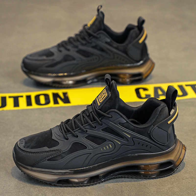 2025 new spring and autumn mesh breathable running shoes black air cushion sports shoes men's low cut casual shoes black shoes