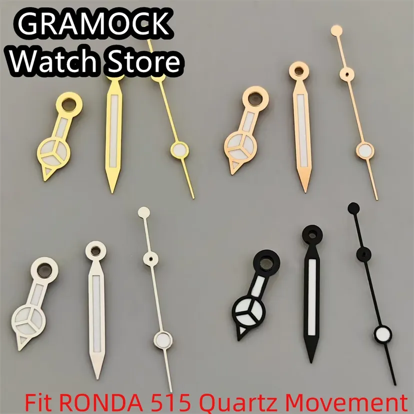 GRAMOCK Watch Hands Silver Black Gold Rose Gold Hands Green Luminous Fit RONDA 515 Quartz Movement