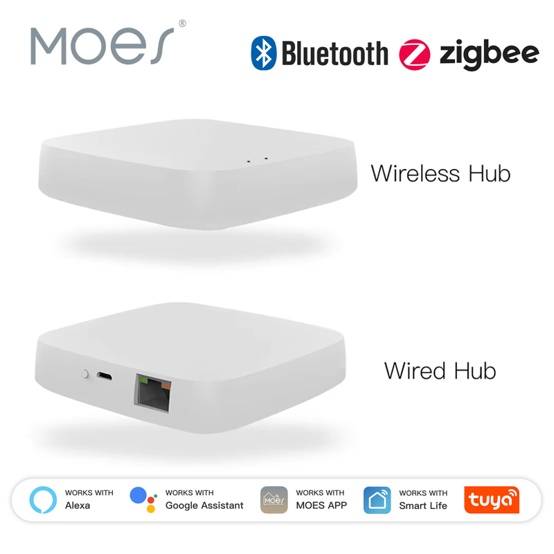MOES Tuya Smart ZigBee Multi-mode Gateway Bluetooth Mesh Hub 38K IR Remote Controller 2in1 Voice Control For Alexa Home