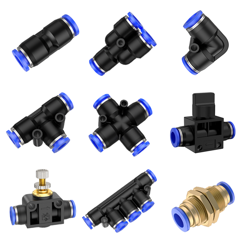 Pneumatic Fitting Pipe Connector Tube Air Quick Fittings Water Push In Hose Couping 4mm 6mm 8mm 10mm 12mm 14mm PU PY PK PE PV SA