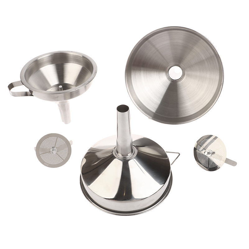 10cm 12cmn 14cm 304 Stainless Steel Funnel Kitchen Household Oil Liquid Dispenser with Removable Strainer Mesh