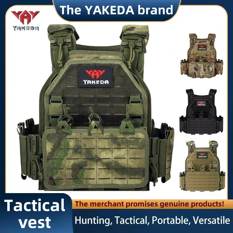 YAKEDA Vest 6094 Fast Detachable Light Laser Cut Outdoor Hunting Black Gear Carry Vest of High Quality 1000D Nylon