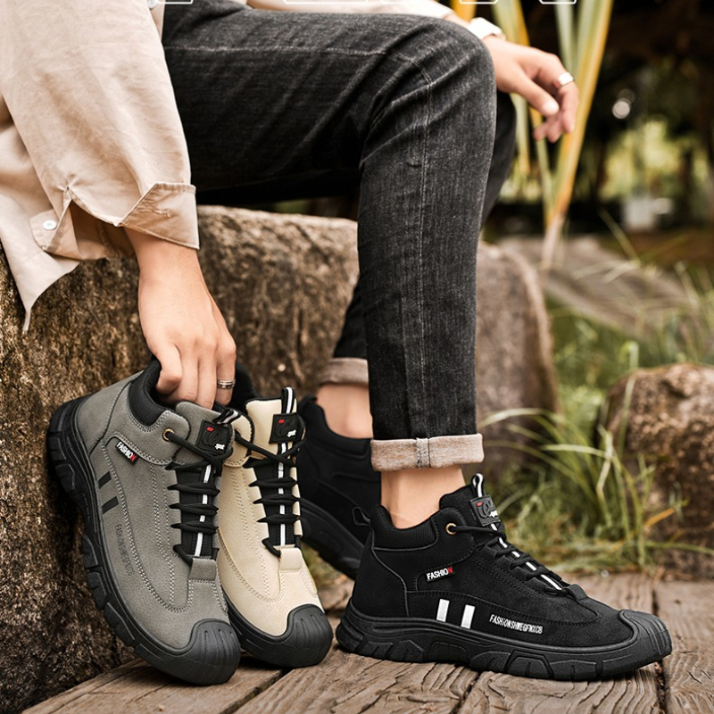 Men's Outdoor Boots with Multi-color High-quality Flat Lace-up Large Size Suitable for Spring and Autumn Mountain Climbing.