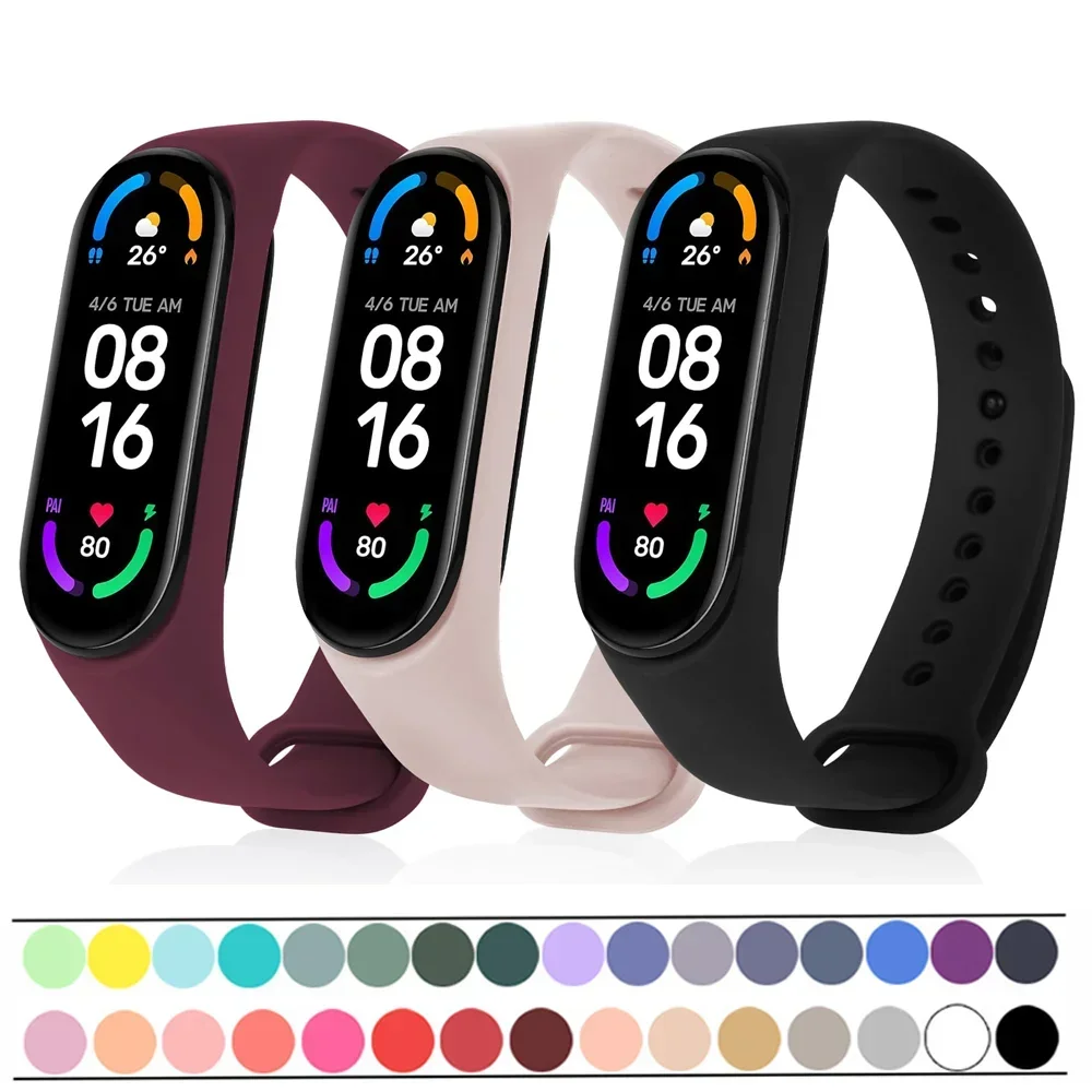 official Silicone Strap For Mi Band 4 5 6 7 Bracelet Sport Watch Wristband Miband4 miband7 Correa Mi band 3 4 5 6 7 Band