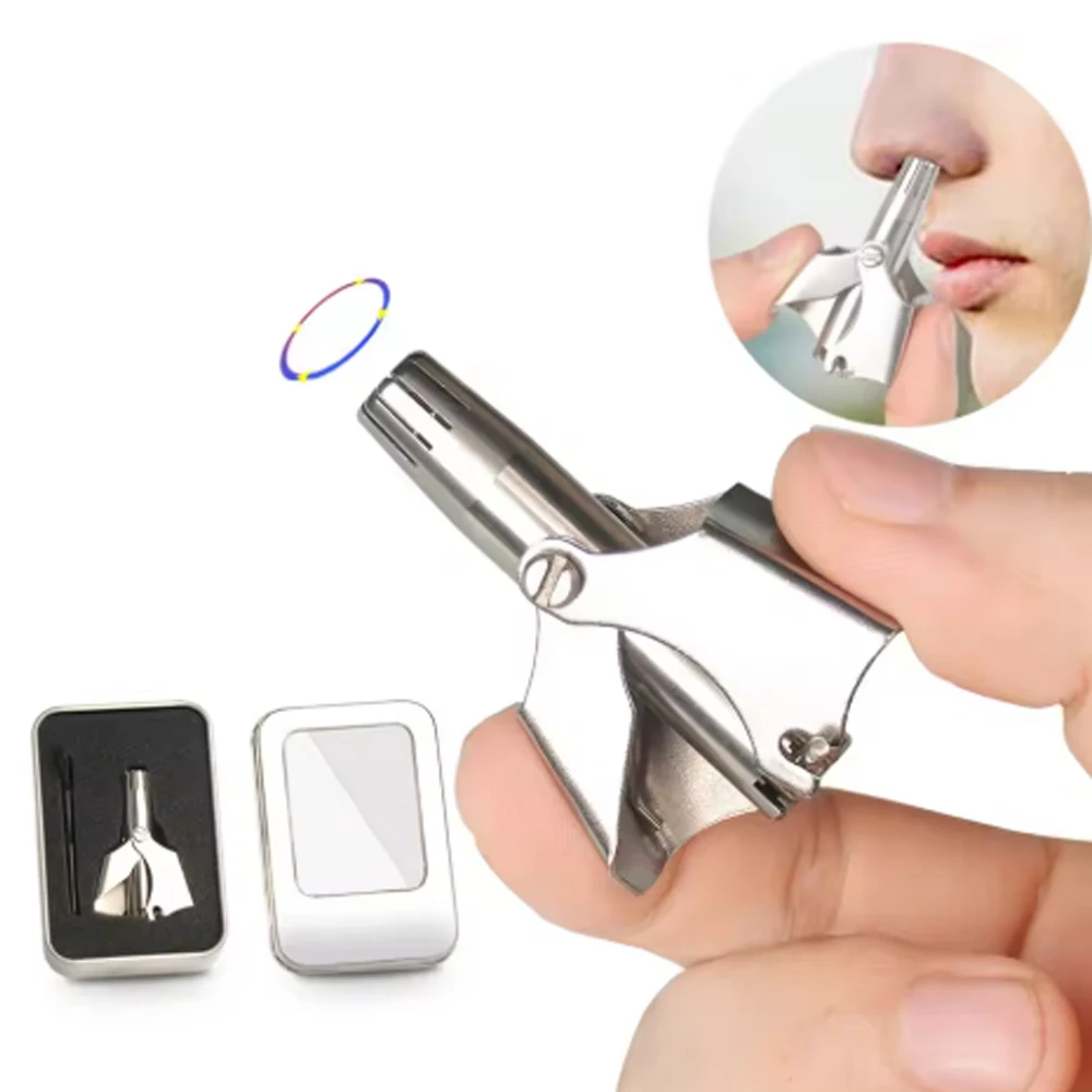 Manual Nose Hair Trimmer, Stainless Steel Reusable Nose & Ear Hair Trimmer for Men, Painless & Washable Personal Grooming Tool