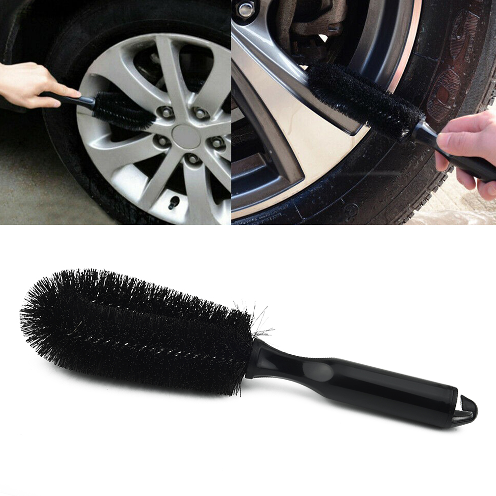 Car Wheel Brush Soft Bristle Tire Steel Ring Detail Cleaning Brush Tyre Alloy Soft Bristle Cleaner Car Washing Supplies Tool
