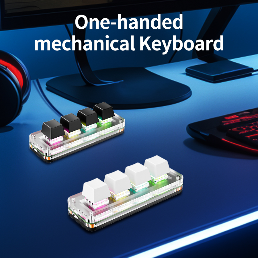 Mini 2 Keys Mechanical Keyboard RGB Programmable Macro USB-C Shortcut Keypad Gaming Office Copy Paste Aluminum shell Wired