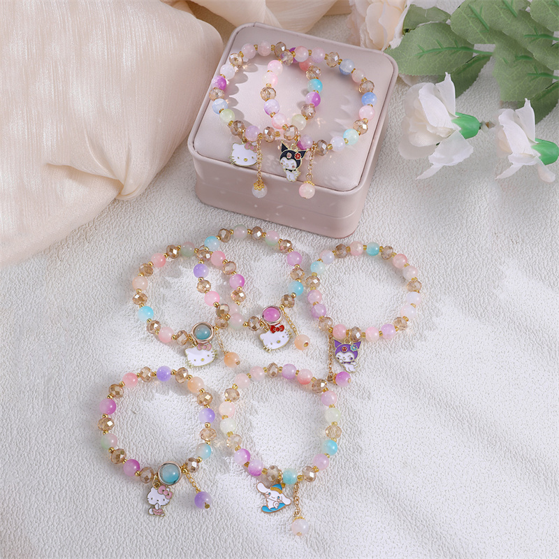 1pc Colorful Sanrio Character Bracelet - Beaded Design with Cute Pendants for Everyday Sweet Styl.