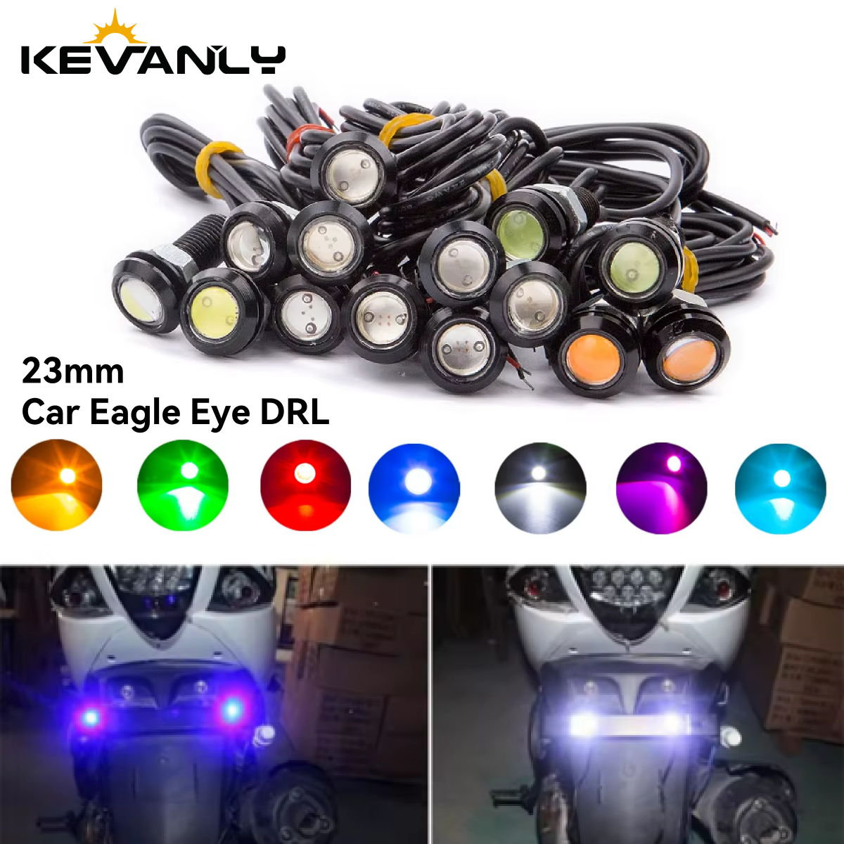 2/4PCS 23mm Car Eagle Eye DRL Led Daytime Running Auto Lights LED 12V Brake Backup Reversing Parking Signal Automobiles Lamps