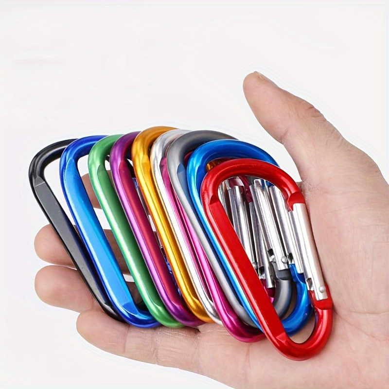 3 large aluminum alloy D-ring carabiners for backpacks,camping and travel - sturdy spring hook keychains (max load 13.23 pounds)