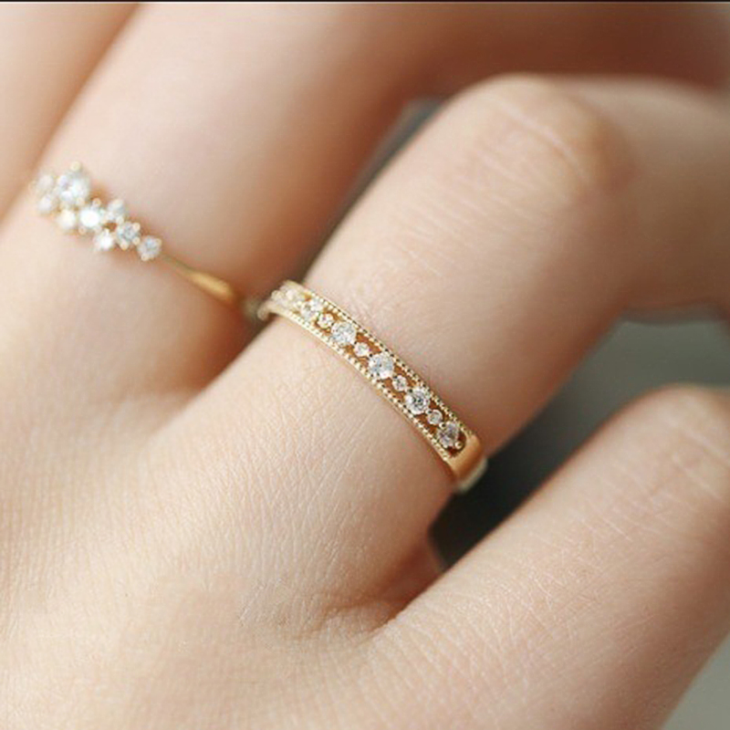Huitan Crown Design Women Rings Eternity Engagement Wedding Accessories Gold Color/Silver Color Trendy Jewelry Drop Shipping