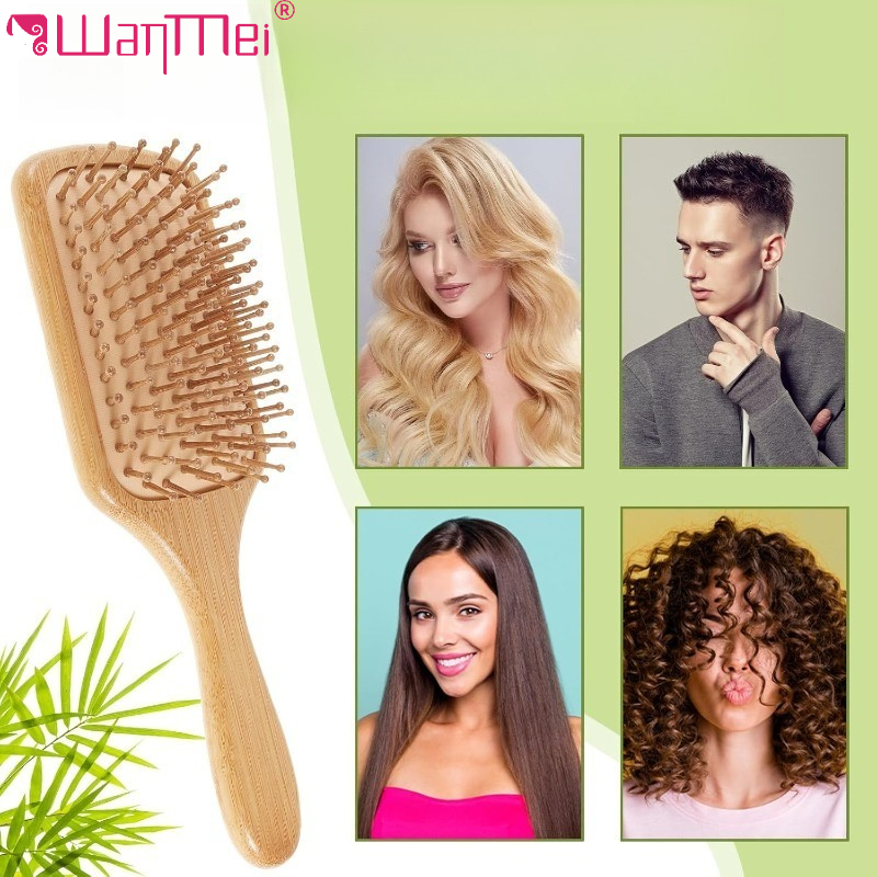 Bamboo Wooden Hair Brush Massage Comb Scalp Massager for Hair Growth Anti-static Straightening Brush Scalp Brush Barber Comb