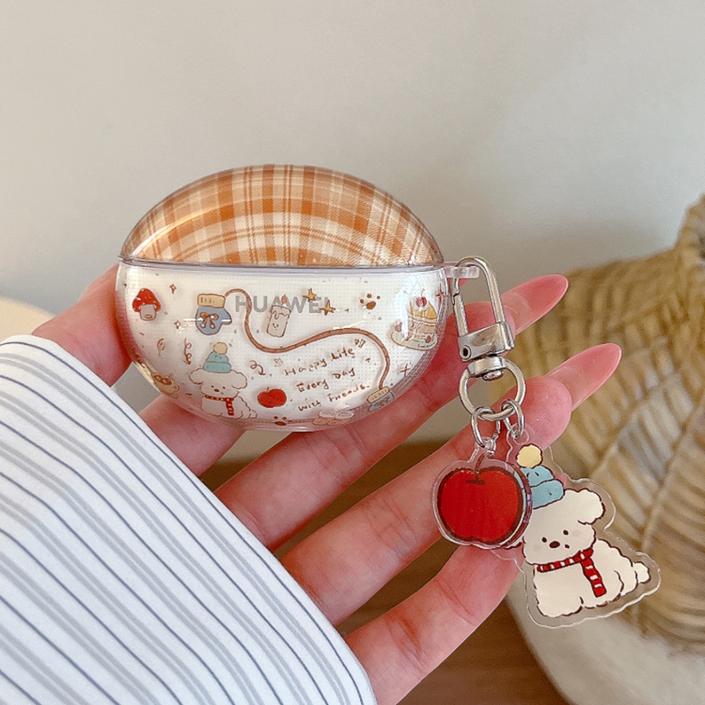 Fun Cartoon Puppy Faux Leather Texture With Pendant Earphone Cover Case for FreeBuds 6i SE3 2 Pro4 3 FreeClip 2