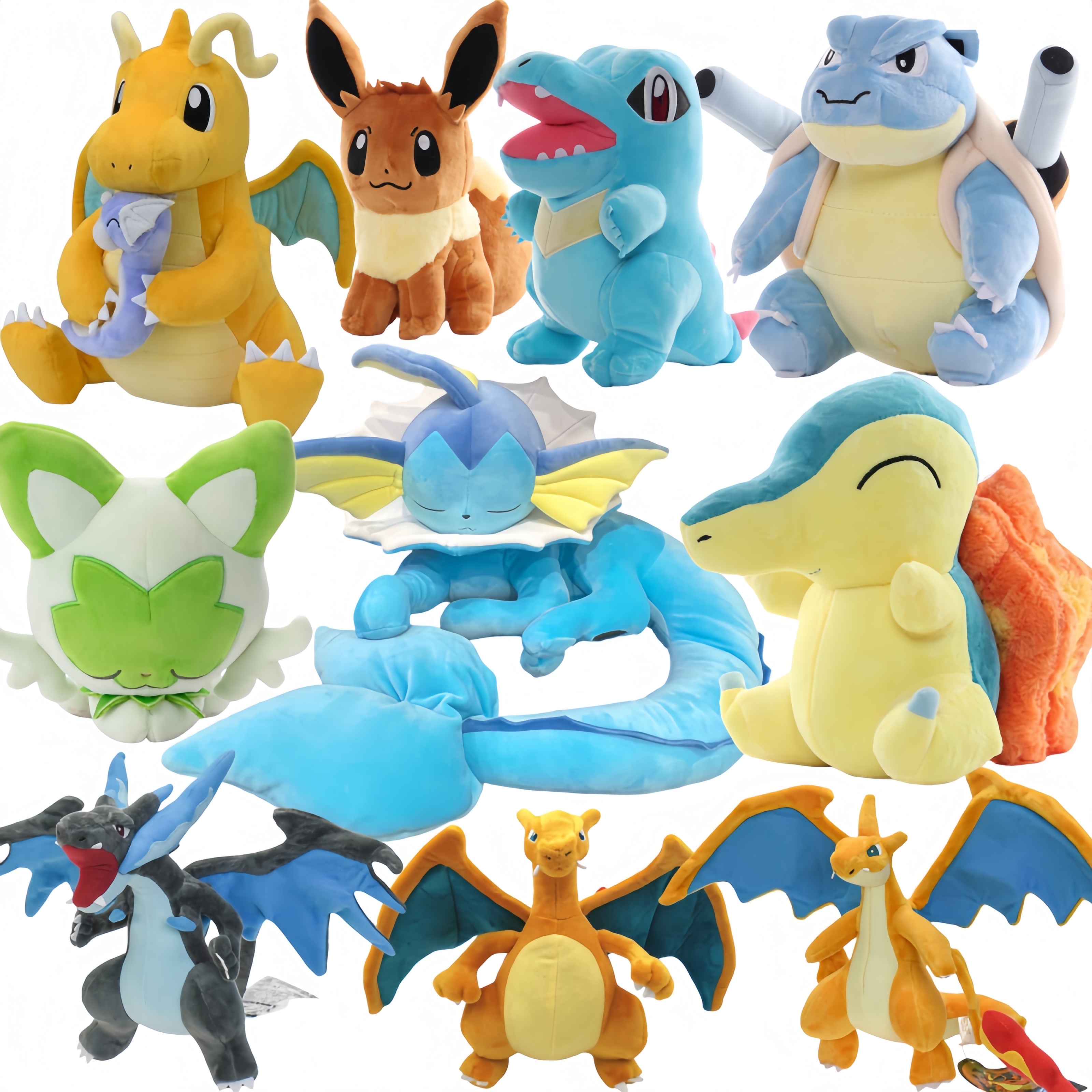 Pokemon Pikachu Evoli Sleeping Vaporeon Plush Toy Pokemon Blastoise Charizard Dragonite Stuffed Doll Eevee Peluche Toys