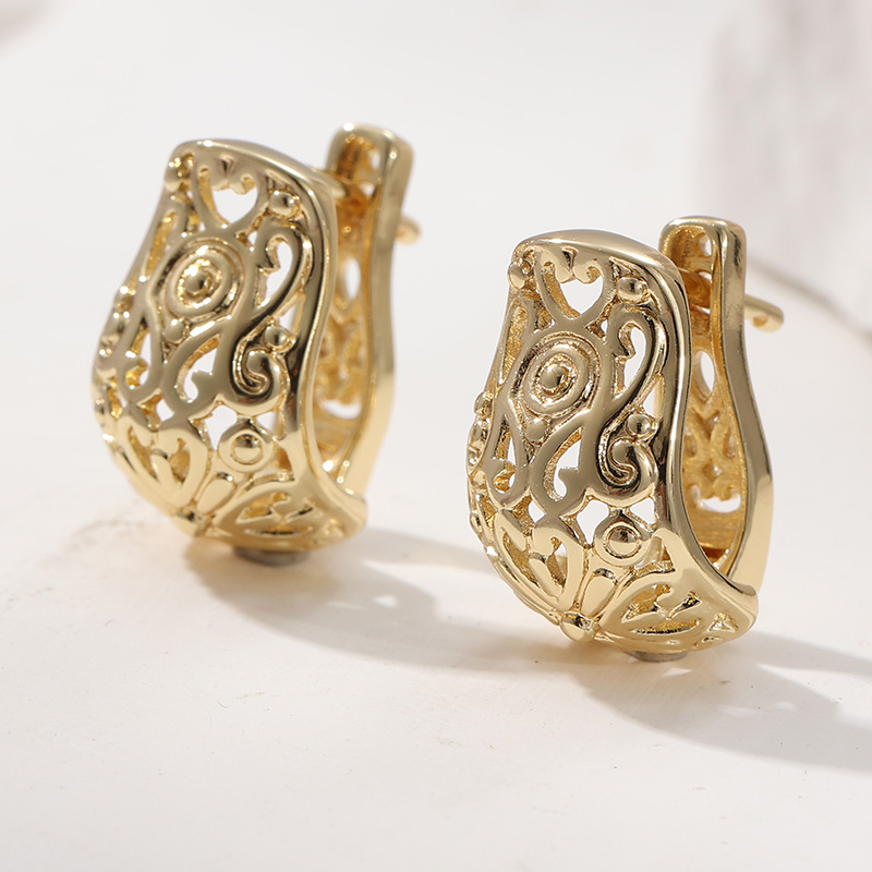 Vintage Gold/Silver Plated Hollow Pattern Earrings Fashion For Woman Wedding Engagement Party Banquet Jewelry