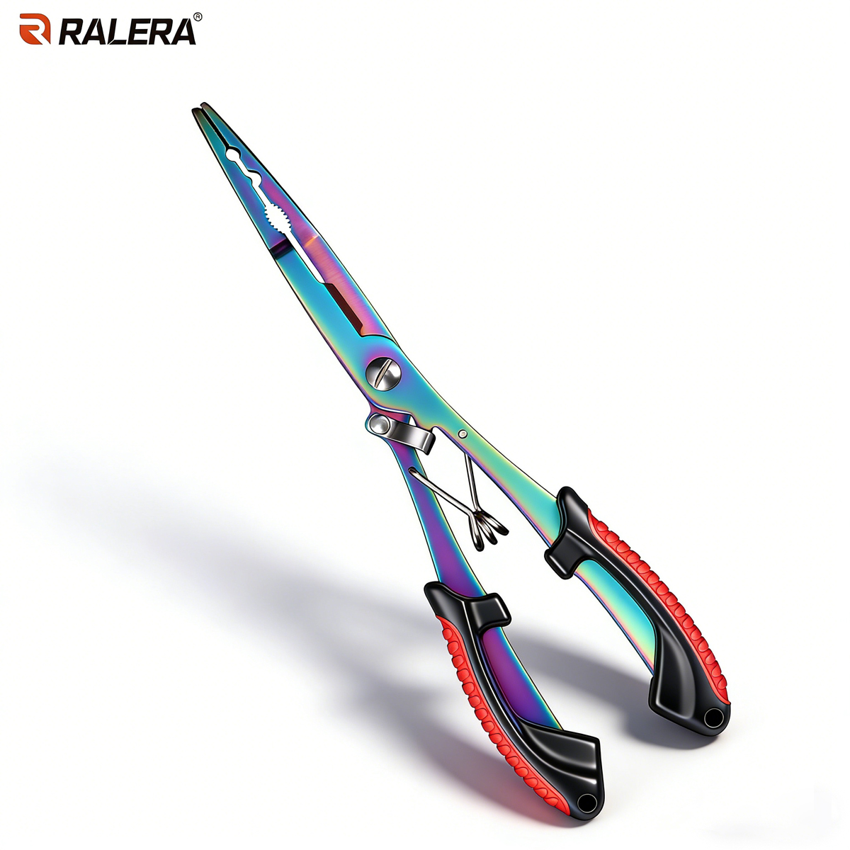 RALERA Multifunctional Fishing Pliers | Rainbow Titanium Coated | Hook Remover, Line Cutter & Split Ring Plier